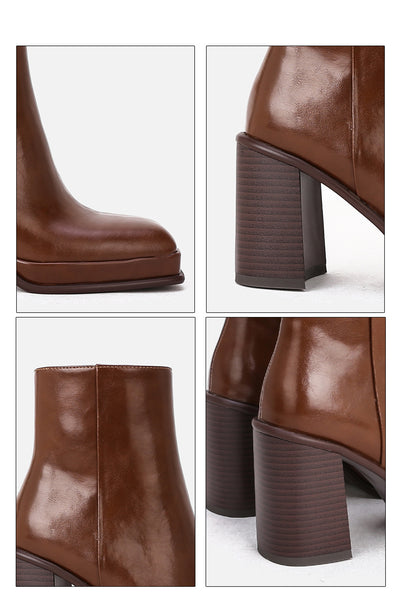 Botas Tobilleras de Cuero con Tacón Grueso y Suela Reforzada Impermeables - Image 12