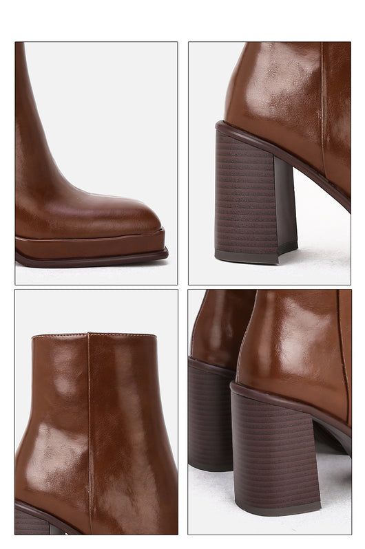 Botas Tobilleras de Cuero con Tacón Grueso y Suela Reforzada Impermeables - Image 12