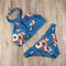 Traje de Baño Azul Estampado con Cuello Halter y Abertura