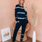 Conjunto de Pijama Casual a Rayas - Blusa y Pantalón para Casa