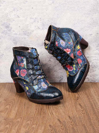 Botas Retro de Cuero con Cierre Lateral y Tacón Alto - Image 5