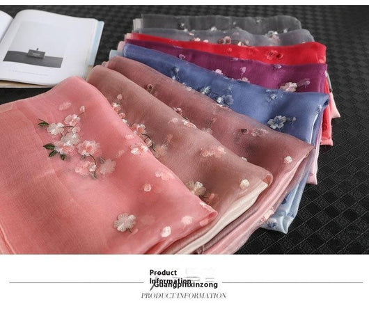 Pashmina de Seda y Lana con Bordado Degradado - Protección Solar - Image 12