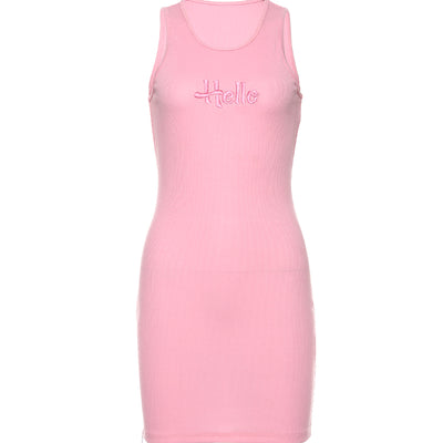 Vestido Tejido Rosa con Cintura Ajustable y Chaleco Estampado - Image 11