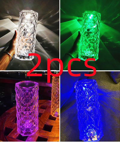 Lámpara Proyectora LED Rosa con Cristal Diamante - Luz Nocturna Táctil USB - Image 12