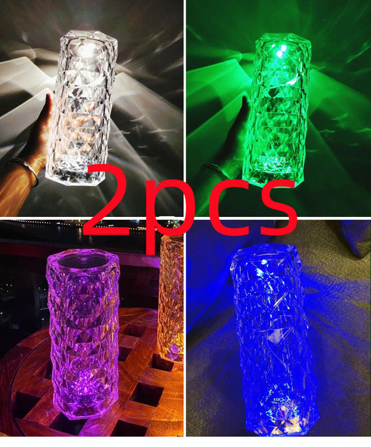 Lámpara Proyectora LED Rosa con Cristal Diamante - Luz Nocturna Táctil USB - Image 12