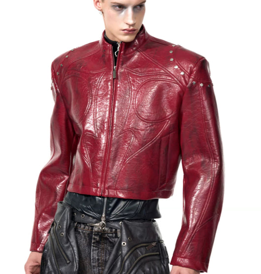 Chaqueta de Cuero para Hombre con Cuello Alto y Hombreras - Image 15