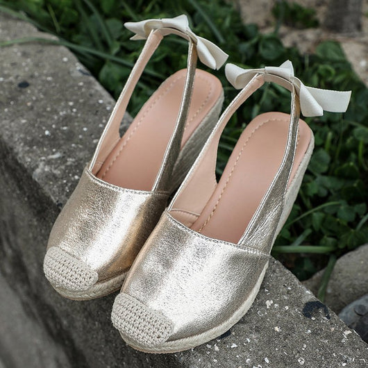 Sandalias de Tacón Cuña Verano con Moño Elegante - Image 6