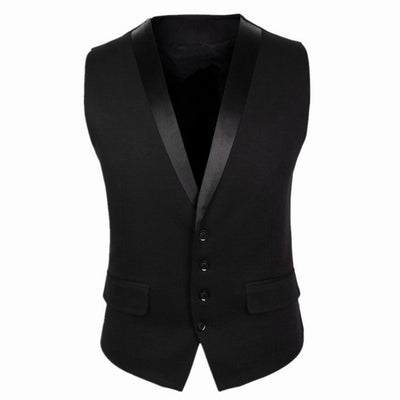 Chaleco de Traje Coreano Slim Fit Unicolor Abotonado - Image 10