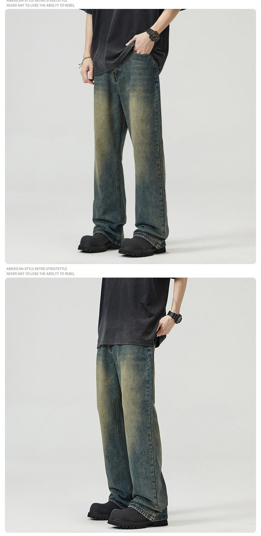 Jeans Holgados Azul Óxido Estilo Retro para Hombre - Image 9