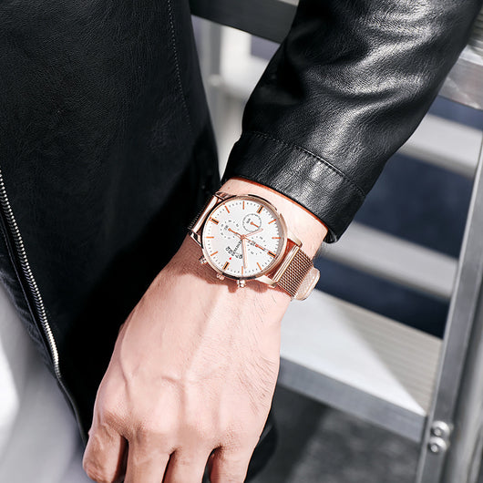 Reloj Hombre Tres Subdiales Seis Agujas Calendario Cuarzo Casual Ejecutivo - Image 19