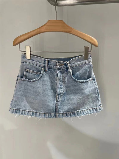 Falda Denim Vintage con Dobladillo Deshilachado - Image 7