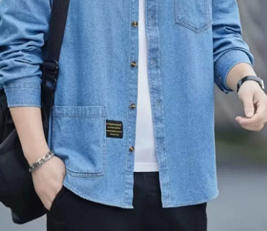 Camisa Vaquera Azul de Manga Larga para Hombre - Image 13