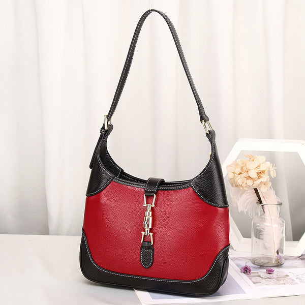 Bolsa Axilar de Cuero Suave para Mujer - Bandolera Compacta