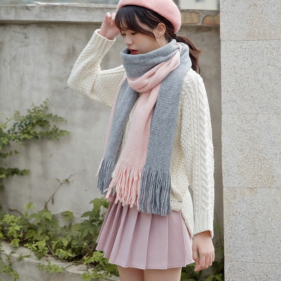 Bufanda Cachemir Unisex Coreana - Diseño Bicolor Elegante