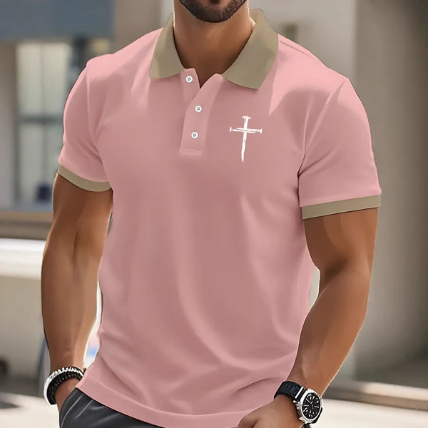 Polo Estampado de Poliéster Manga Corta para Hombre