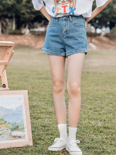 Shorts de Mezclilla Cintura Alta con Diseño Exclusivo para Mujer - Image 5