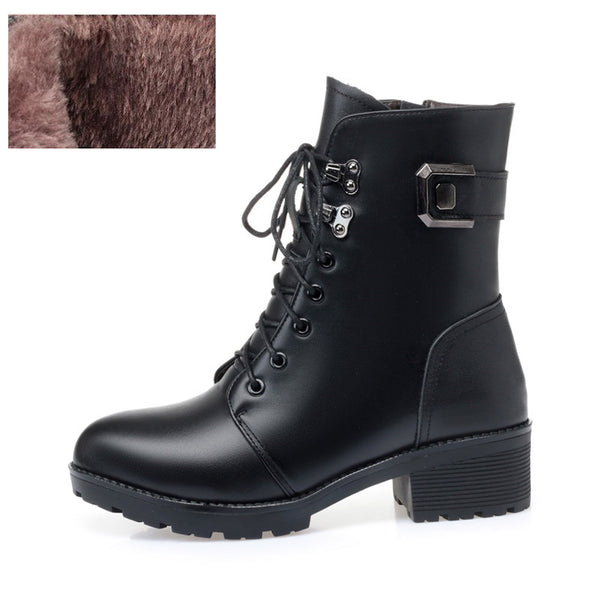 Botas Martin de Cuero para Mujer con Tacón Grueso, Plataforma y Suela Impermeable