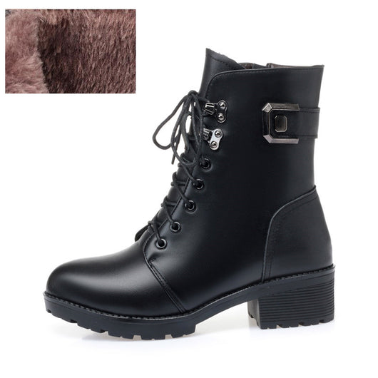 Botas Martin de Cuero para Mujer con Tacón Grueso, Plataforma y Suela Impermeable - Image 2