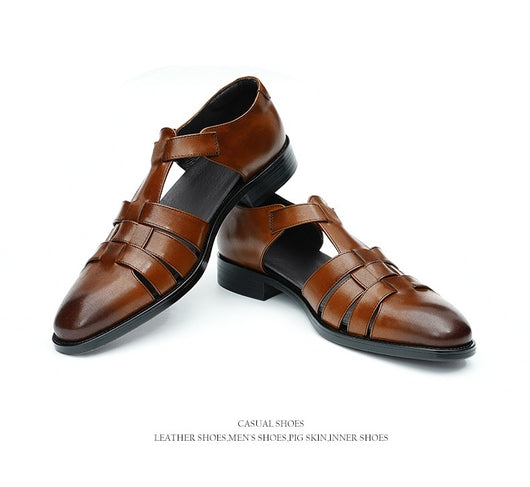 Zapatos Hombre Cuero Genuino Estilo Retro Negocios Verano Transpirables - Image 17