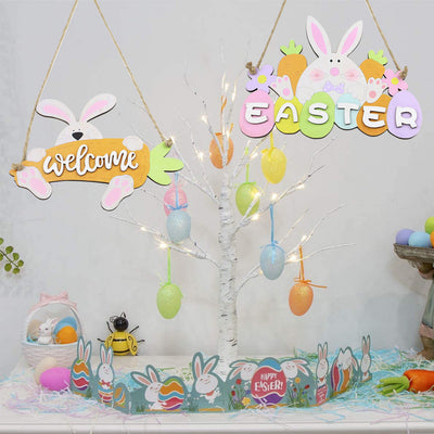Gnomo Decorativo de Pascua con Conejo de Madera Artesanal