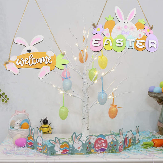 Gnomo Decorativo de Pascua con Conejo de Madera Artesanal