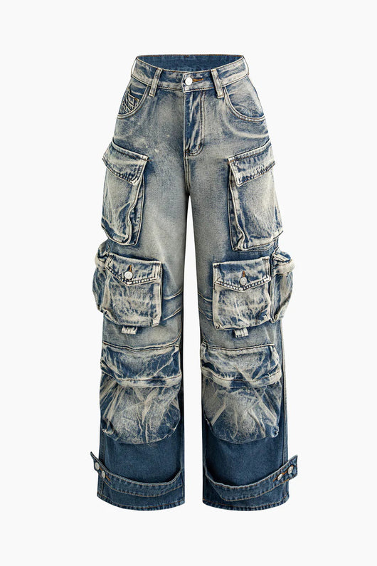 Jeans de Trabajo Estilo Urbano con Múltiples Bolsillos y Detalles Desgastados - Image 21