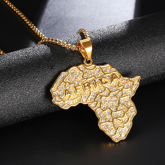 Collar con Colgante de Mapa de África y Diamantes