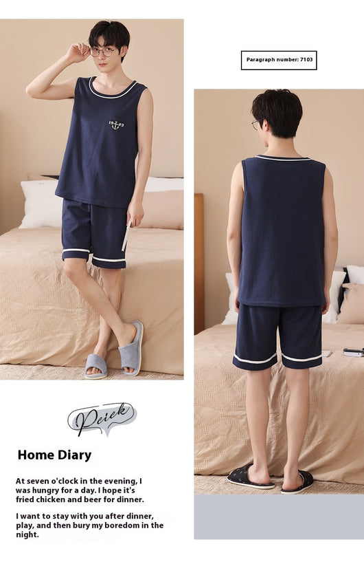Pijama Tipo Chaleco sin Mangas para Hombre - Algodón Puro Verano - Image 24
