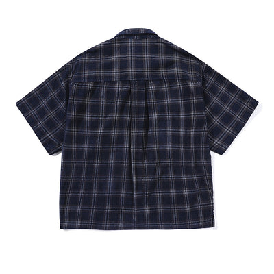 Camisa Cuadros Corduroy Manga Corta Suelta Unisex