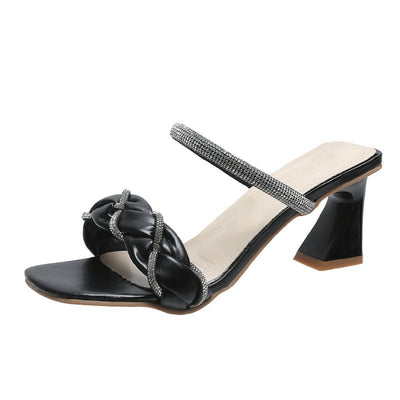 Tacones Altos Trenzados con Brillantes Estilo Coreano para Mujer - Image 3