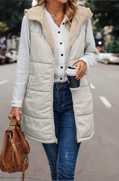 Chaleco Cardigan Reversible Slim Fit Elegante con Capucha - Image 9