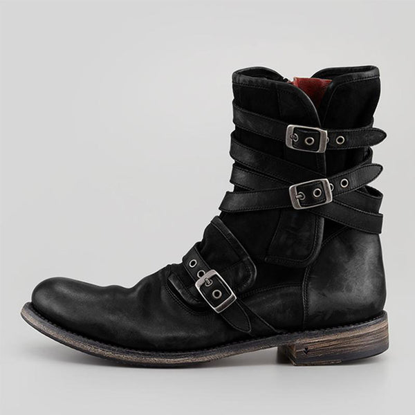 Botas Casuales de Hombre con Cierre Lateral, Punta Redonda y Tacón Robusto