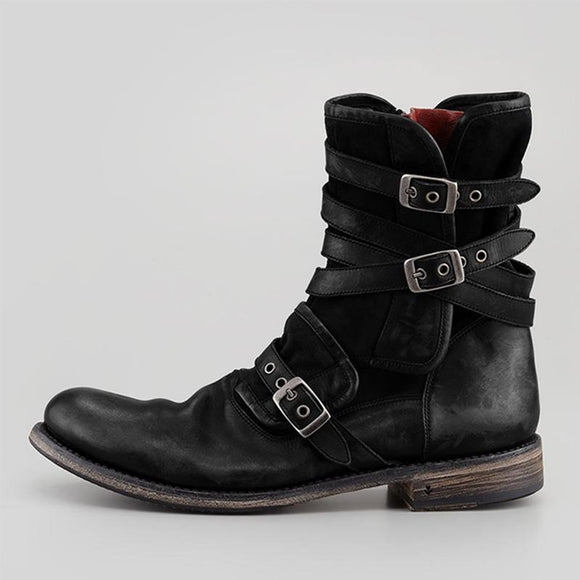 Botas Casuales de Hombre con Cierre Lateral, Punta Redonda y Tacón Robusto