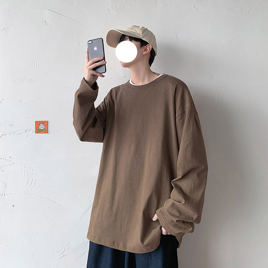Camiseta Manga Larga Hombre Cuello Redondo Suelta Primavera Otoño - Image 15