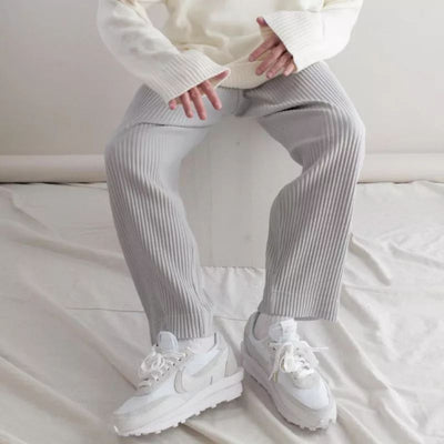 Pantalones Rectos de Cintura Media en Colores Lisos - Estilo Europeo y Americano - Image 11
