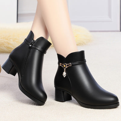 Botas Cortas de Cachemira y Cuero para Otoño e Invierno - Image 6