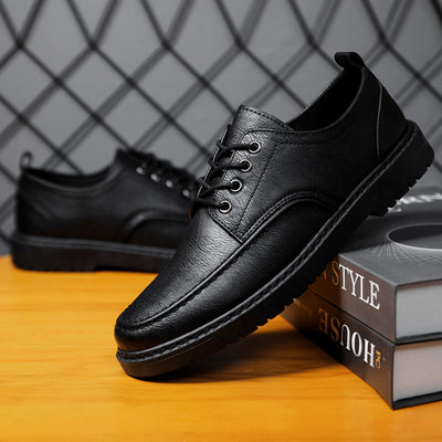 Zapatos Casuales de Cuero Negro con Cordones para Hombre Talla Grande Estilo Británico - Image 2