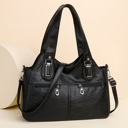 Bolso de Cuero Suave Gran Capacidad Estilo Retro Vintage