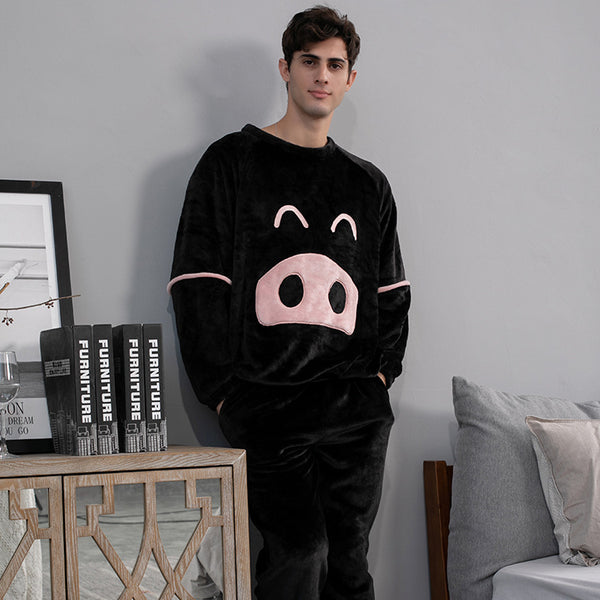 Pijama de Pareja en Franela con Diseño Cartoon Cuello Redondo - Image 3