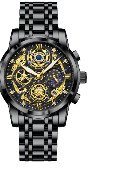 Reloj de Lujo Resistente al Agua con Diseño Calado y Esfera Extragrande - Image 9