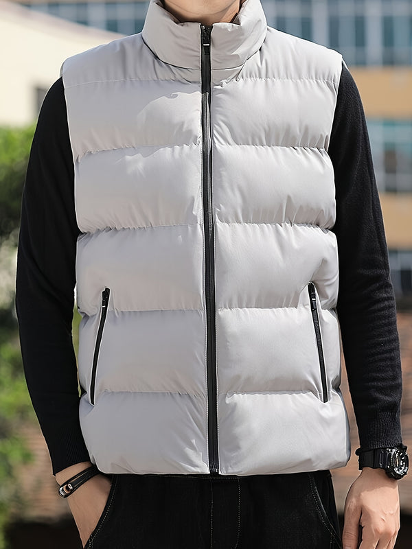 Chaleco Térmico Acolchado para Hombre - Cuello Alto Resistente al Viento