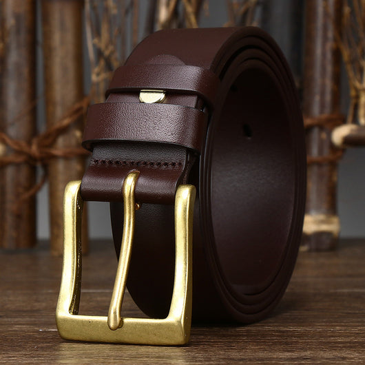 Cinturón de Cuero Premium con Hebilla Pin - Estilo Casual Minimalista