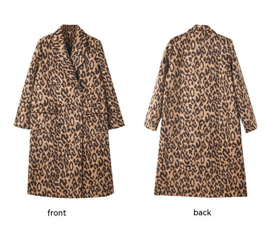 Abrigo Largo de Lana Estampado Leopardo para Invierno Mujer - Image 7