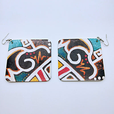 Aretes Cuadrados de Madera Vintage - Image 10