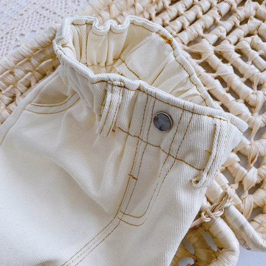 Jeans Casuales de Cintura Alta para Niña en Colores Sólidos - Image 12