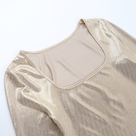 Blusa Larga Ajustada con Cuello Cuadrado y Efecto Bronceado para Mujer - Image 11