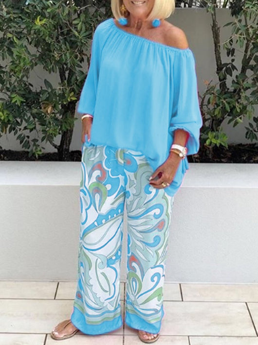 Conjunto Casual Elegante: Pantalón Estampado + Top Hombro Descubierto - Image 5