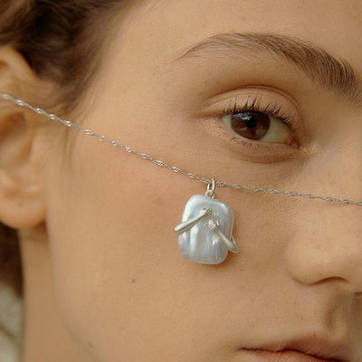 Juego de Collares para Pareja con Perla Barroca Cuadrada - Image 5