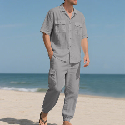 Conjunto de Trabajo Casual: Camisa Manga Corta y Pantalón - Image 9