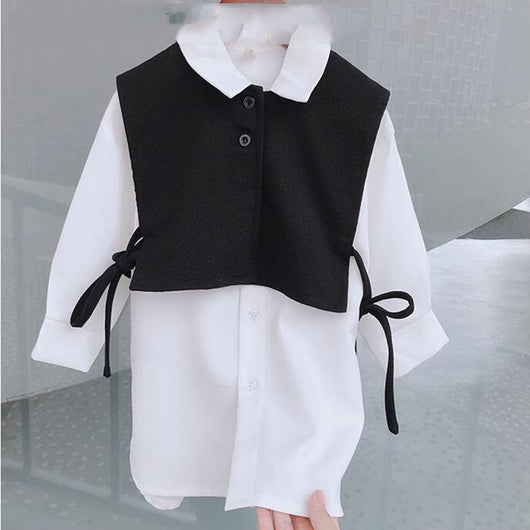 Vestido Niña con Lazo y Efecto Dos Piezas - Image 5